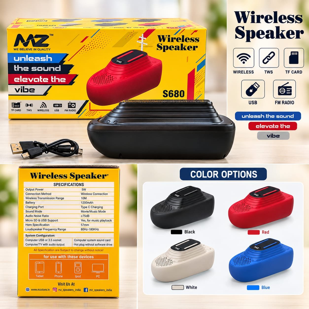 Mz S680 Wireless Bluetooth Speaker